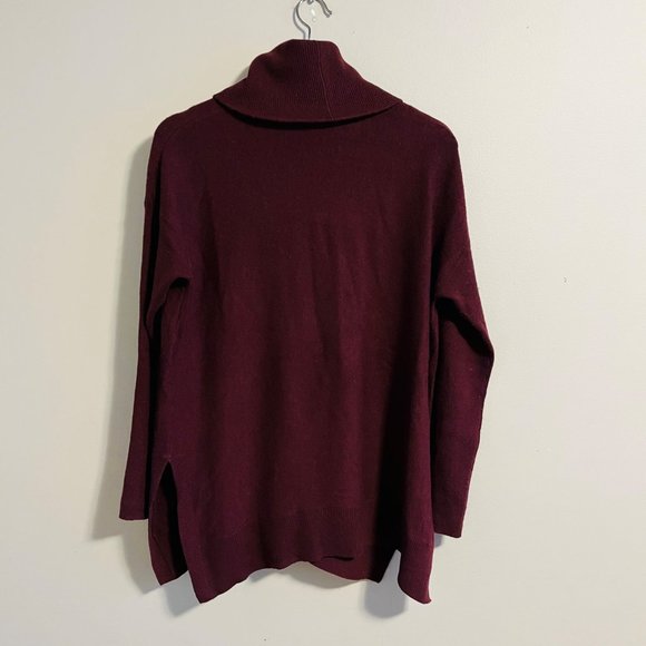 Ever New Wine Coloured Loose Fit Wool Turtleneck Sweater, Size S - Picture 3 of 12